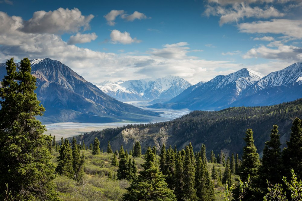 A calm northern lake surrounded by mountains
